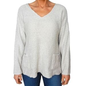 Robert Louis Long Sleeve Knit Sweater Size Medium Light Grey